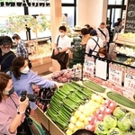 スーパー玉出の運営会社がプレオープンした「Ｆ．Ｆ．マルシェ芦屋」の開店と同時になだれ込む買い物客＝２７日午前、芦屋市春日町（撮影・中西幸大）