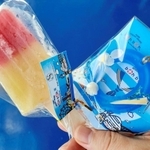 アイスキャンディー「ハーブハーバーアイスポップ」（右）と香り袋の「マリンフロートサシェ」