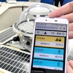 センサーが観測した水位は、スマートフォンで確認できる＝神戸市兵庫区和田崎町１、三菱電機神戸製作所
