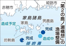 好漁場の「鹿ノ瀬」目指せ 豊かな海へ大規模な漁礁整備 播磨灘の