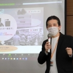 菓子作りへのＡＩ活用について講演したユーハイムの河本英雄社長＝東京都千代田区、甲南大学ネットワークキャンパス東京事務所