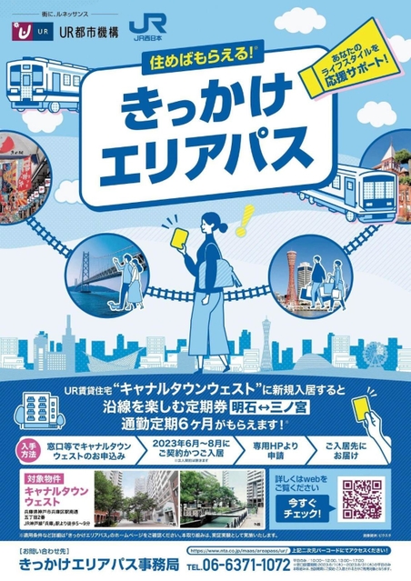 ＪＲ西日本と都市再生機構が取り組む「きっかけエリアパス」の実証実験のチラシ（ＪＲ西提供）