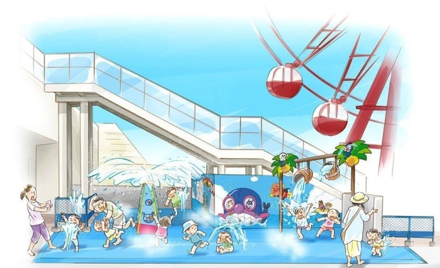 ７月７日からオープンする「水あそびひろば」のイメージ（（Ｃ）やなせたかし／フレーベル館・ＴＭＳ・ＮＴＶ）