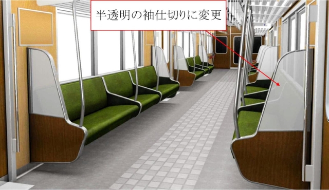 阪急電鉄が神戸・宝塚線に導入する「２０００系」の内装イメージ（同社提供）
