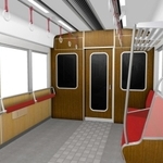 先頭車両の車いすスペースのイメージ。座席を撤去し拡大する（阪急電鉄提供）