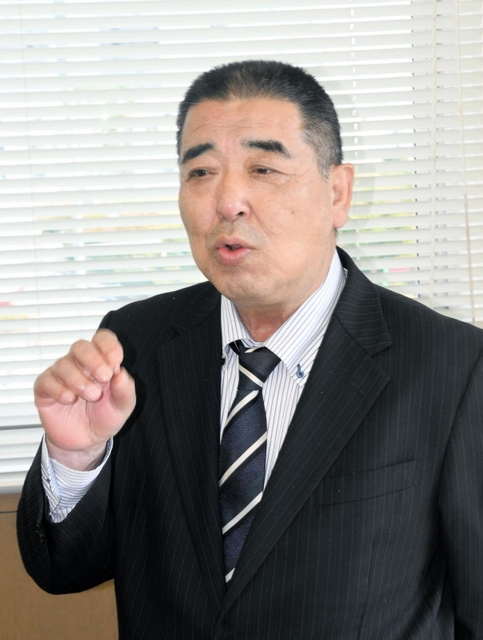 周囲への感謝を語る兵庫県漁業協同組合連合会長の田沼政男さん＝明石市中崎１、兵庫県水産会館