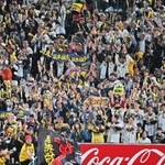 日本シリーズ第３戦、阪神の先制点で沸くライトスタンド＝１０月３１日夜、甲子園球場