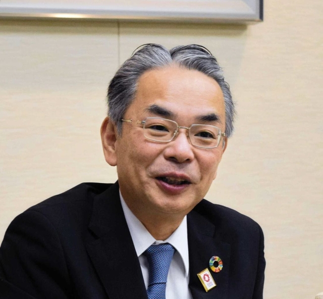 インタビューに応じる関西みらいフィナンシャルグループの西山和宏社長＝大阪市中央区備後町２