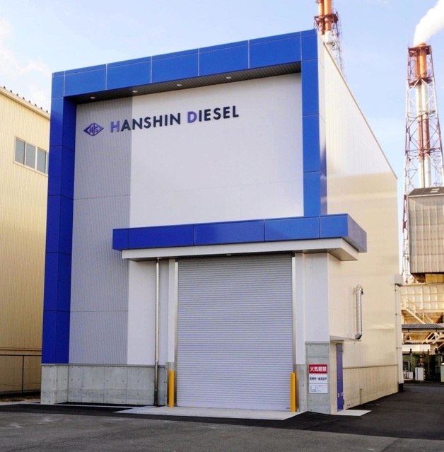 阪神内燃機工業が播磨工場敷地内に建設した「播磨高度研究棟」＝兵庫県播磨町新島（同社提供）