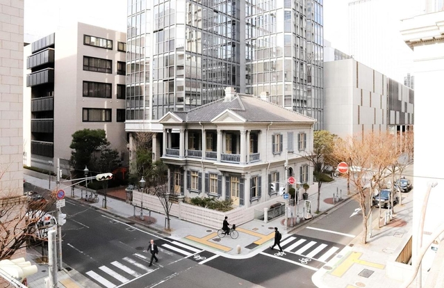 震災から復元された「十五番館」付近の街並み＝神戸市中央区浪花町（撮影・大山伸一郎）