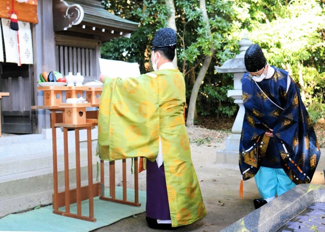 新型コロナ終息を祈願する神事＝多井畑厄除八幡宮