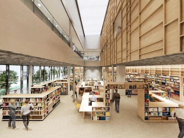 新しい西図書館の２階一般書フロア（神戸市提供のイメージ図）