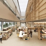 新しい西図書館の２階一般書フロア（神戸市提供のイメージ図）