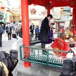 規模を縮小し、オンラインで生配信された春節祭＝神戸市中央区元町通１（撮影・辰巳直之）