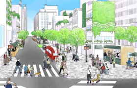 三宮中央通りの将来像を描いた図（まちづくり協議会提供）