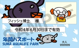 発行される年間パスポートのデザイン（神戸市立須磨海浜水族園提供）