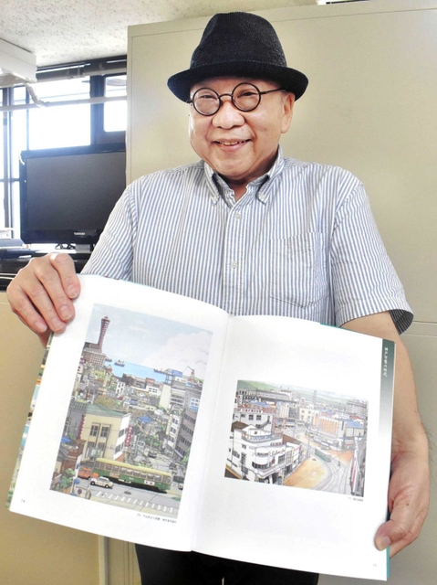 神戸市西区広報紙のイラスト企画を手掛けるイラストレーターのよひなよしかずさん＝神戸市西区玉津町小山
