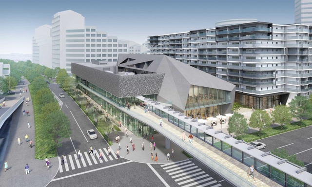 愛称が「なでしこ芸術文化センター」に決まったと神戸市が発表した市営地下鉄西神中央駅（西区）西側に整備する文化・芸術ホールと図書館の一体施設の完成イメージ図＝（神戸市提供）