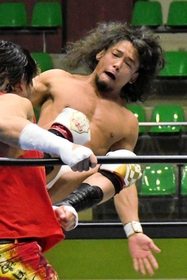 リング上で強さを証明するＹＡＭＡＴＯ選手＝岡山県赤磐市