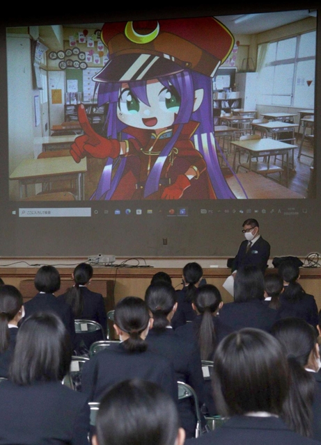 今年の卒業生に披露された卒業記念のアニメ＝神戸市西区桜が丘東町２