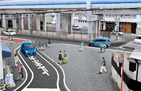 神戸市が最初に示した古堂交差点改修後のイメージ。北向き一方通行の道を通す案だった（神戸市提供）