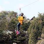 長さ２００メートル以上。風を切って空中飛行が楽しめるジップスライド＝神戸市灘区六甲山町、六甲山アスレチックパーク・グリーニア