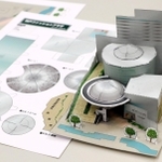 神戸市東灘区が制作、配布している「神戸ファッションプラザ」のペーパークラフト＝同区役所