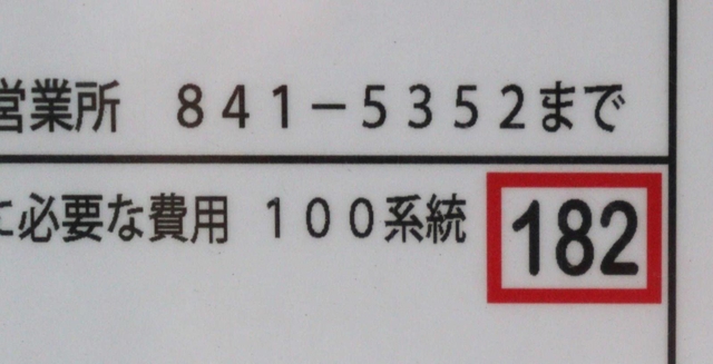 バス停の時刻表に示された営業係数＝神戸市灘区王子町１