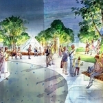 駅南側広場の夜景イメージ（神戸市提供）