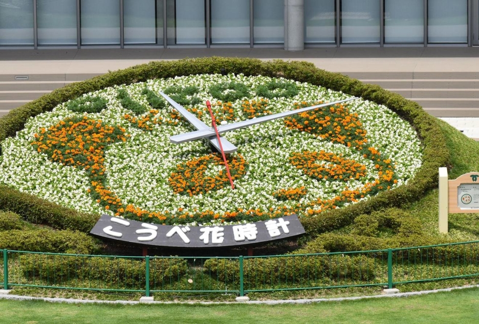 神戸新聞next 神戸 パンダ タンタン 愛らしい時の番人 こうべ花時計に鮮やか旬の花で登場