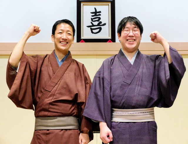 「同期まつり」でトリを務める桂福丸さん（左）と桂小鯛さん＝神戸市兵庫区新開地２