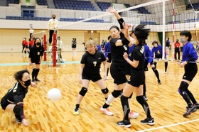 白熱した試合が繰り広げられた家庭婦人の部＝神戸市立中央体育館