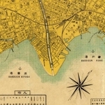 明治時代の地図。兵庫港と神戸港があり、両地域の間には湊川が流れる（高梨彌三郎「神戸市新圖」より。国際日本文化研究センター所蔵）