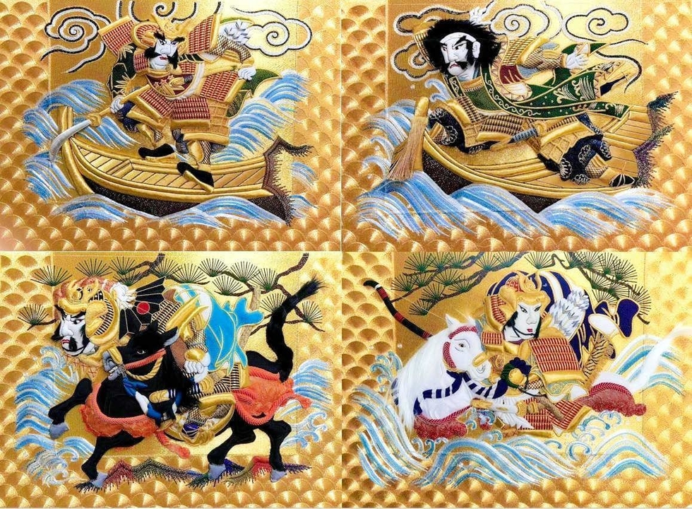 ふとん太鼓　高欄掛け　刺繍　祭り　竹に虎　アンティーク　ヴィンテージ　2枚セット 垂水区 推し担出稿＞行方不明の高欄掛け発見、60年ぶり新調 伝統の意匠