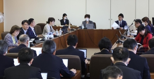 神戸市立幼稚園の再編方針の修正案について議論する市会教育こども委員会＝神戸市役所