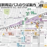 新ルールに沿って表示が改善されたバス停留所の案内図（神戸市提供）