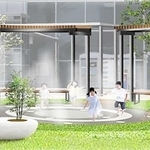 ＪＲ新長田駅前広場の再整備案のイメージ。噴水を活用し、緑あふれる空間をつくる（神戸市提供）