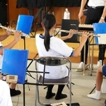 吹奏楽のコベカツクラブが開いた体験会＝神戸市内