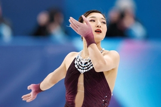 女子フリー　演技する坂本花織＝ミラノ（共同）