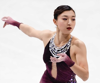 女子フリー　演技する坂本花織＝ミラノ（共同）