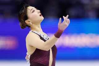 女子フリー　演技する坂本花織（共同）