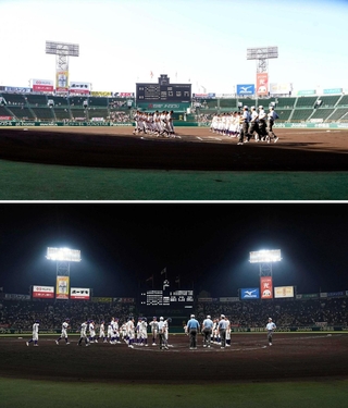 「朝夕２部制」で実施された第１０７回全国高校野球選手権大会＝２０２５年８月、甲子園球場