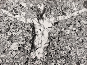 高田哲夫さんのペン画「ＣＲＹ－ＳＩＳ　クライシス」（部分、２０１７年）