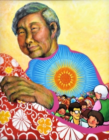 ２０２０年に亡くなった祖母について描いた作品「旅立ち」＝三木市上の丸町、堀光美術館