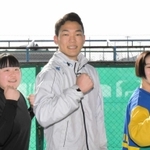 全国大会に向けて意気込む（左から）占部柚妃選手、服部慎史選手、溝端しの選手＝三木東高校