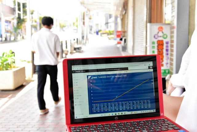 住民の運動量を分析するシステム「チューングリッド」＝三木市緑が丘町