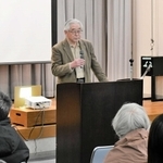「有機農業で三木の農業を持続可能に」と語る保田茂さん＝三木市立教育センター