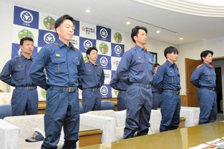 能登半島地震の被災地で活動した三木市消防本部の職員＝三木市役所