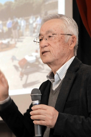 殿畑営農組合の山崎広治組合長＝三木市福井、市立教育センター