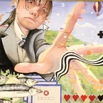 最優秀賞に選ばれた河合来愛さんのアクリル画「ＢＵＧ」